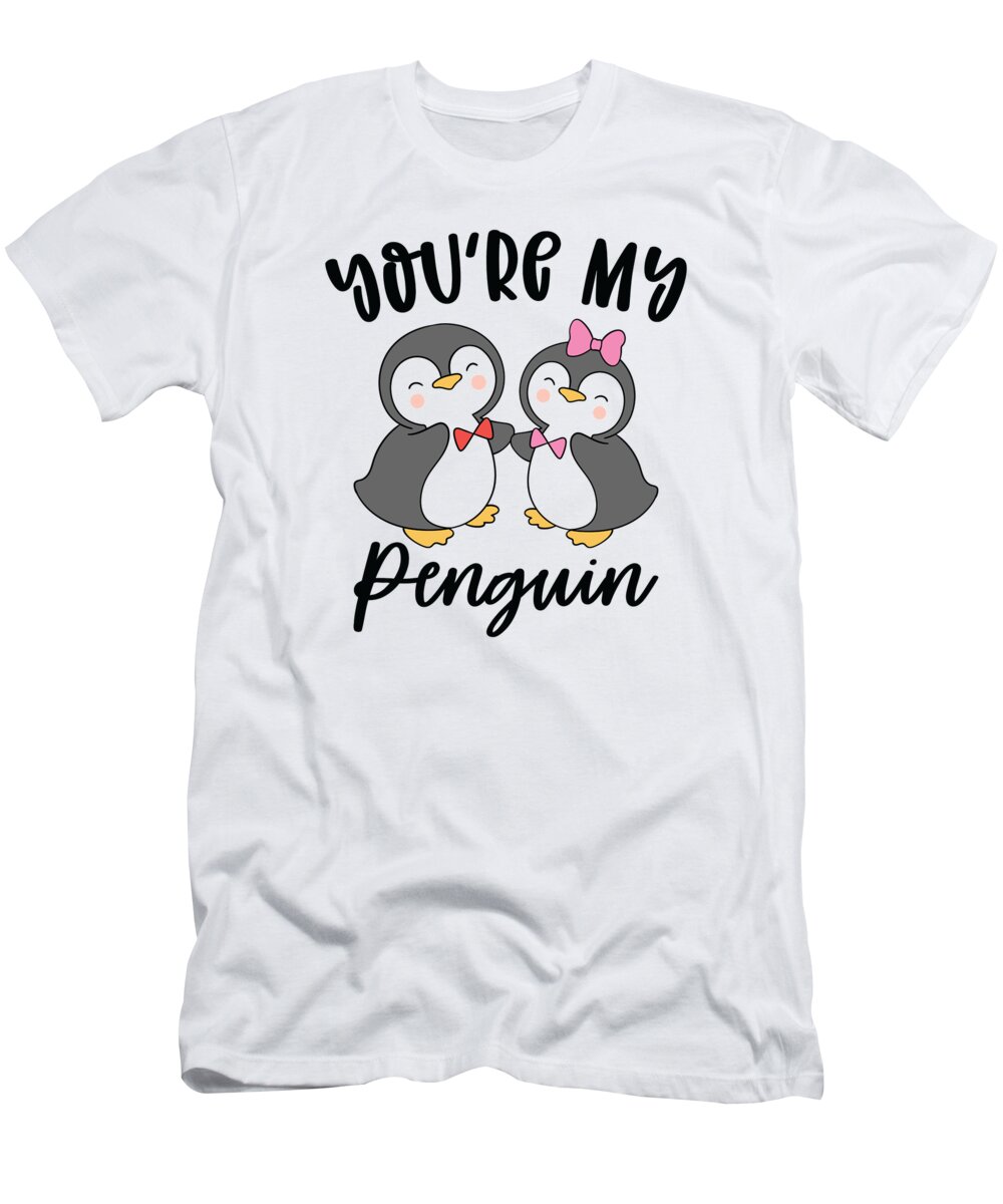 Valentines Day T-Shirt featuring the digital art Youre my Penguin Valentines Day Couples #4 by Toms Tee Store