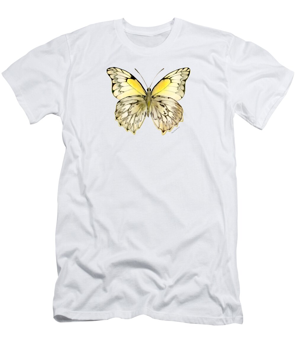 Hesperocharia T-Shirt featuring the painting 44 Hesperocharia Graphite Butterfly by Amy Kirkpatrick