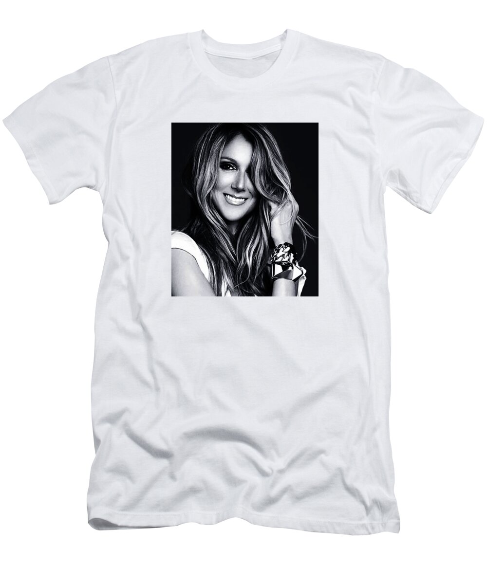 Celine Dion T-Shirt featuring the painting Celine Dion #5 by Fenty Fox