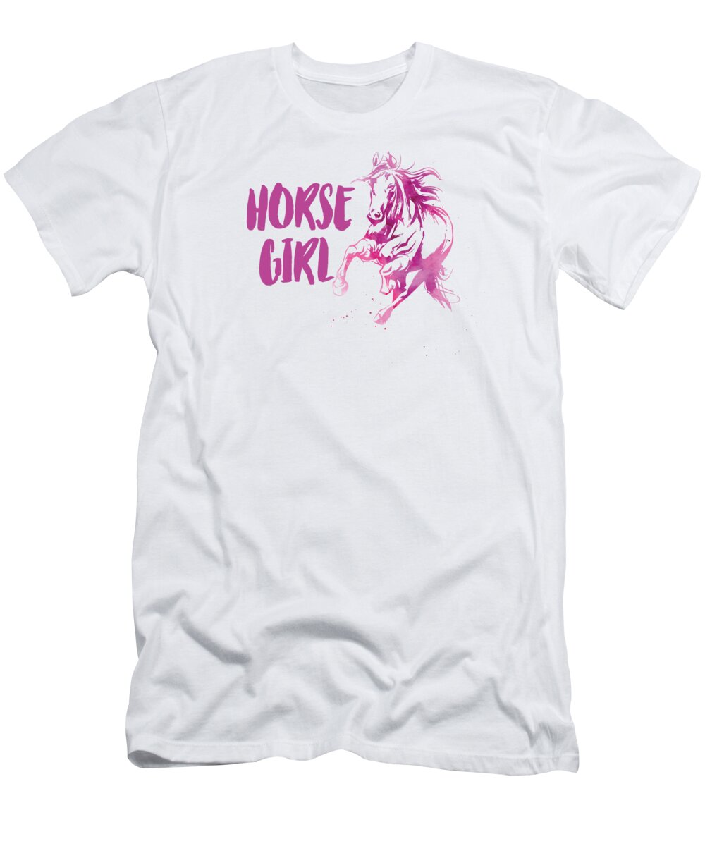 Horse T-Shirt featuring the digital art Horse Water Color Horse Girl Just A Girl Who Love Horses #5 by Toms Tee Store