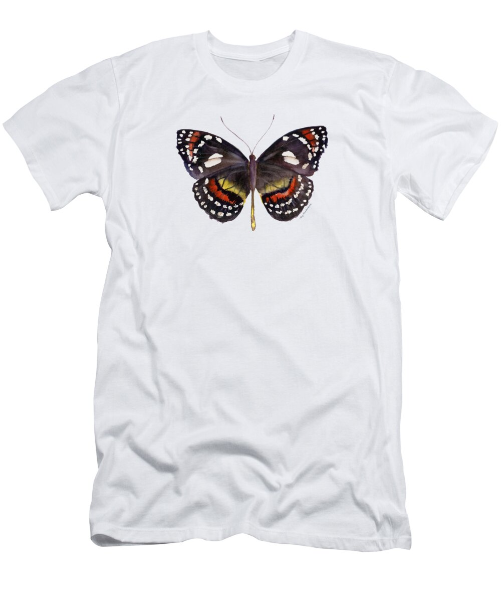 Elzunia Bonplandii Butterfly T-Shirt featuring the painting 50 Elzunia Bonplandii Butterfly by Amy Kirkpatrick