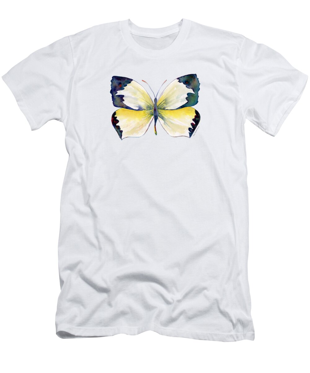 Mexican T-Shirt featuring the painting 55 Mexican Yellow Butterfly by Amy Kirkpatrick