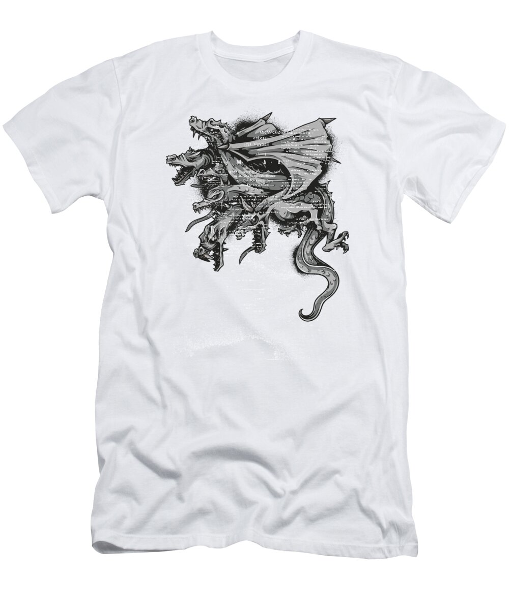 Graphic T-Shirt featuring the digital art 6 Headed Dragon by Jacob Zelazny