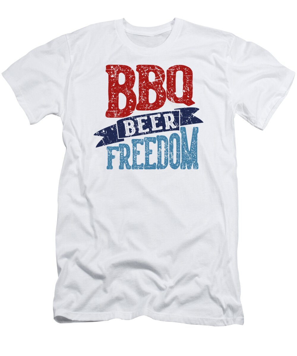 Bbq Beer Freedom T-Shirt featuring the digital art BBQ Beer Freedom USA Flag Vintage Camouflage #7 by Toms Tee Store