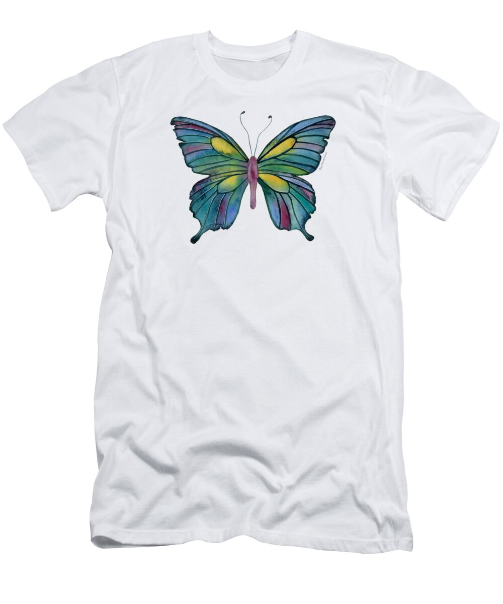 Amy Kirkpatrick Butterfly T-Shirt featuring the painting 71 Cathedral Butterfly by Amy Kirkpatrick