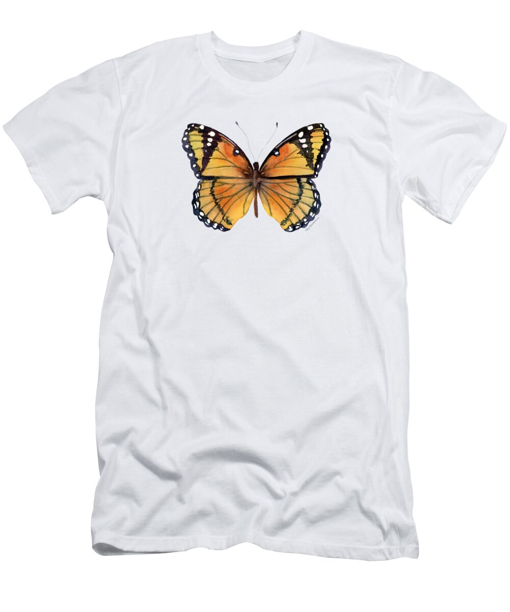 Viceroy T-Shirt featuring the painting 76 Viceroy Butterfly by Amy Kirkpatrick