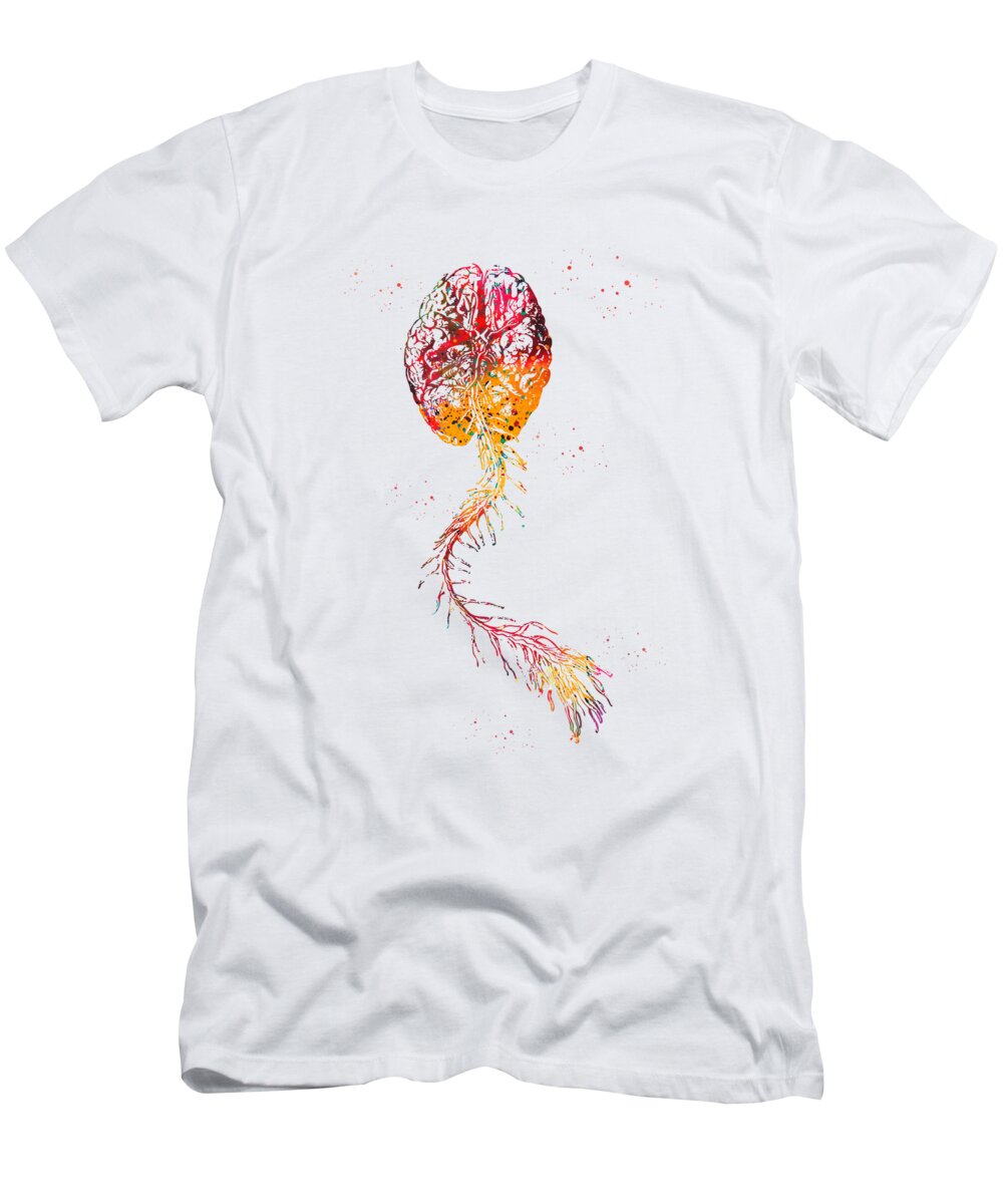 Human Spine With Brain T-Shirt featuring the digital art Human Spine with Brain #8 by Erzebet S