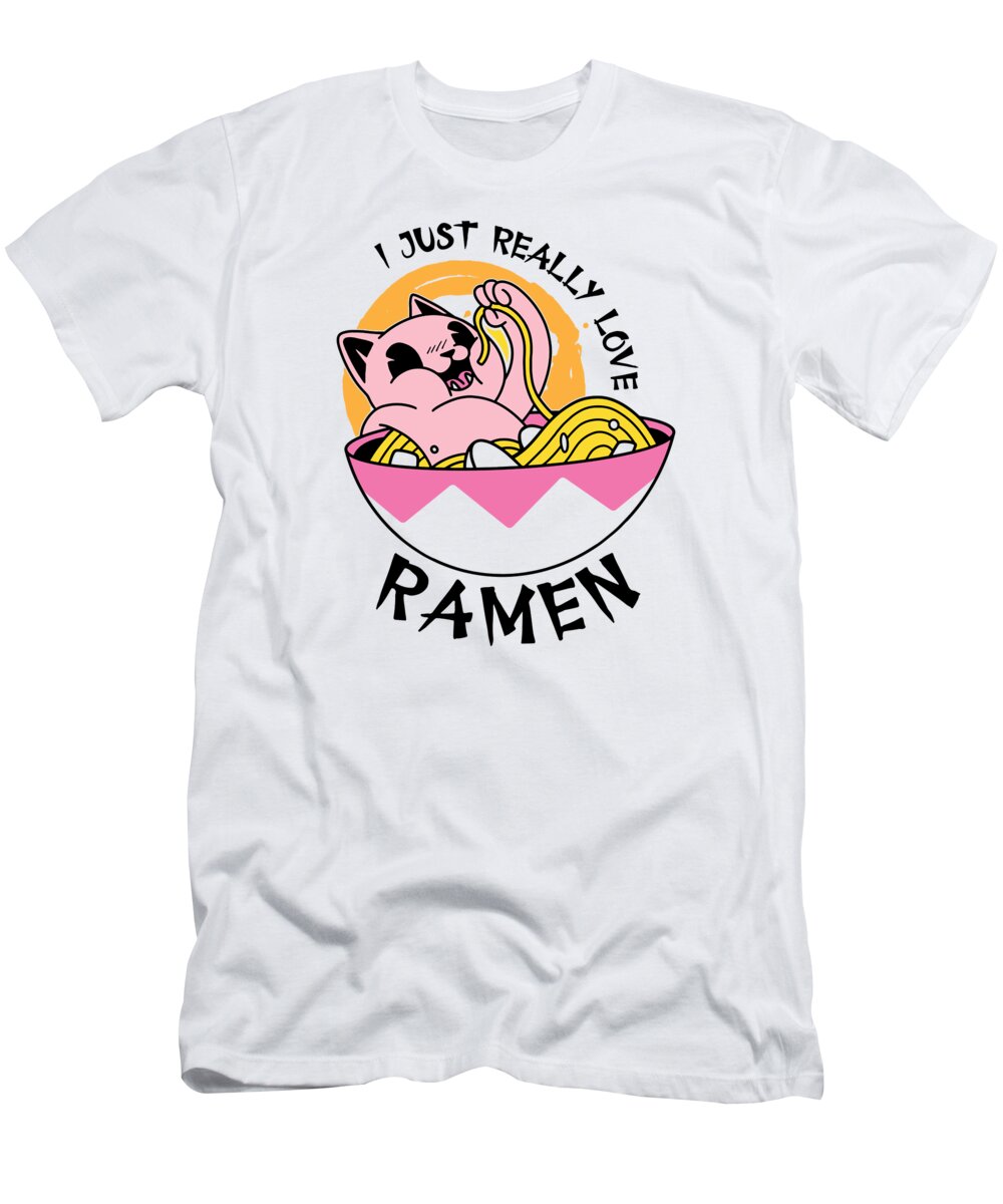 Ramen T-Shirt featuring the digital art Ramen Cats Cat Noodles Soup Lover Japan Chef Noods #8 by Toms Tee Store