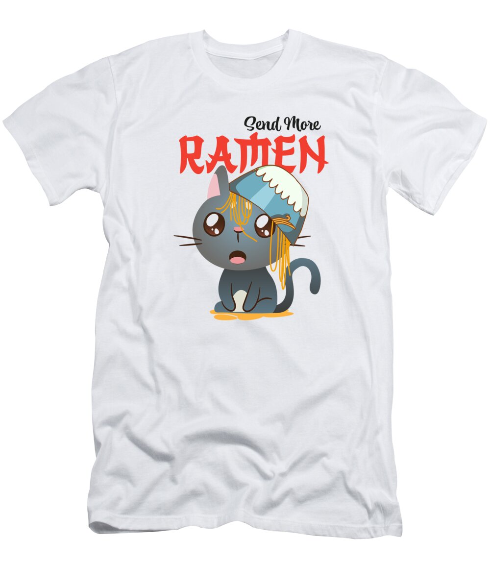 Ramen T-Shirt featuring the digital art Ramen Cats Cat Noodles Soup Lover Japan Chef Noods #9 by Toms Tee Store