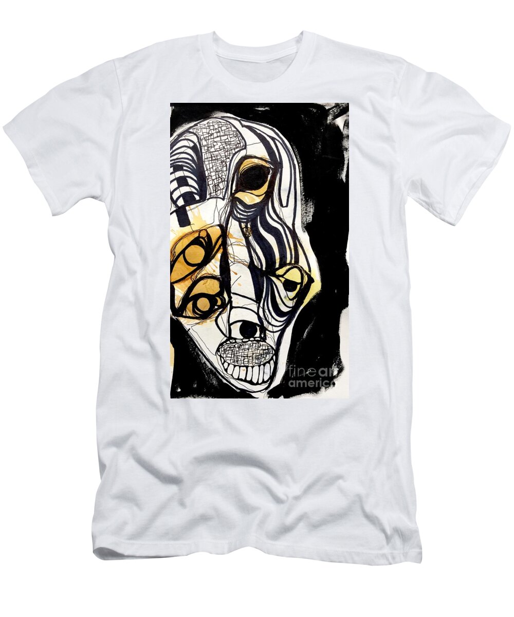 Contemporary Art T-Shirt featuring the drawing Untitled #9 by Jeremiah Ray
