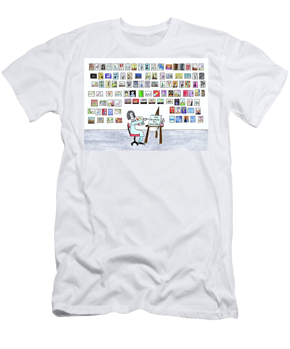 Artist T-Shirt featuring the painting 99 Pieces of Art on the Wall by Donna Mibus