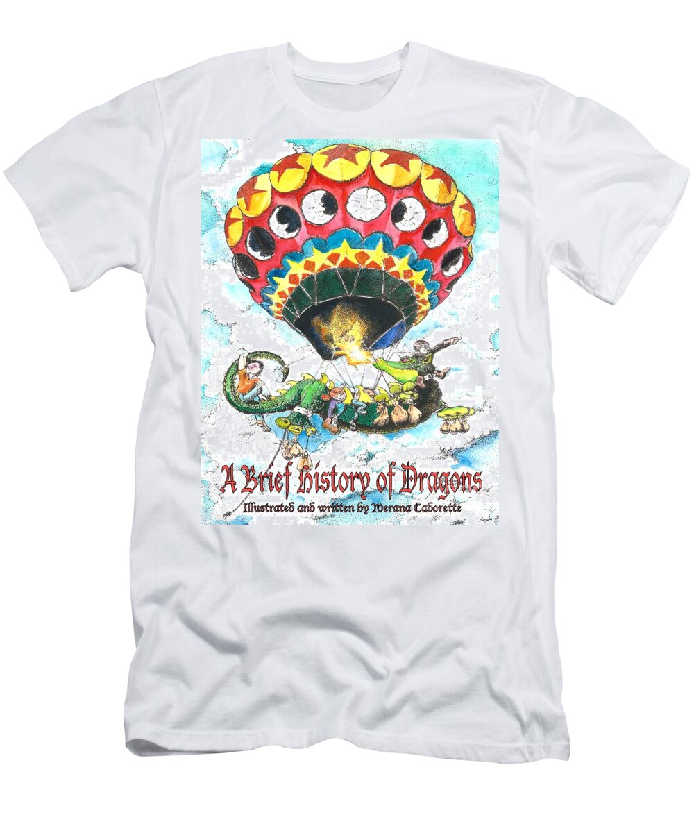 Book T-Shirt featuring the painting A Brief History of Dragons by Merana Cadorette