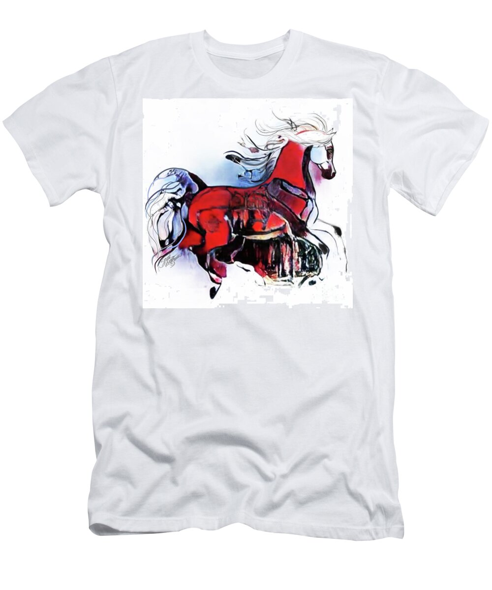 #nftartist #nftcollection #nftdrop #contemporaryart T-Shirt featuring the digital art A Cantering Horse 005 by Stacey Mayer