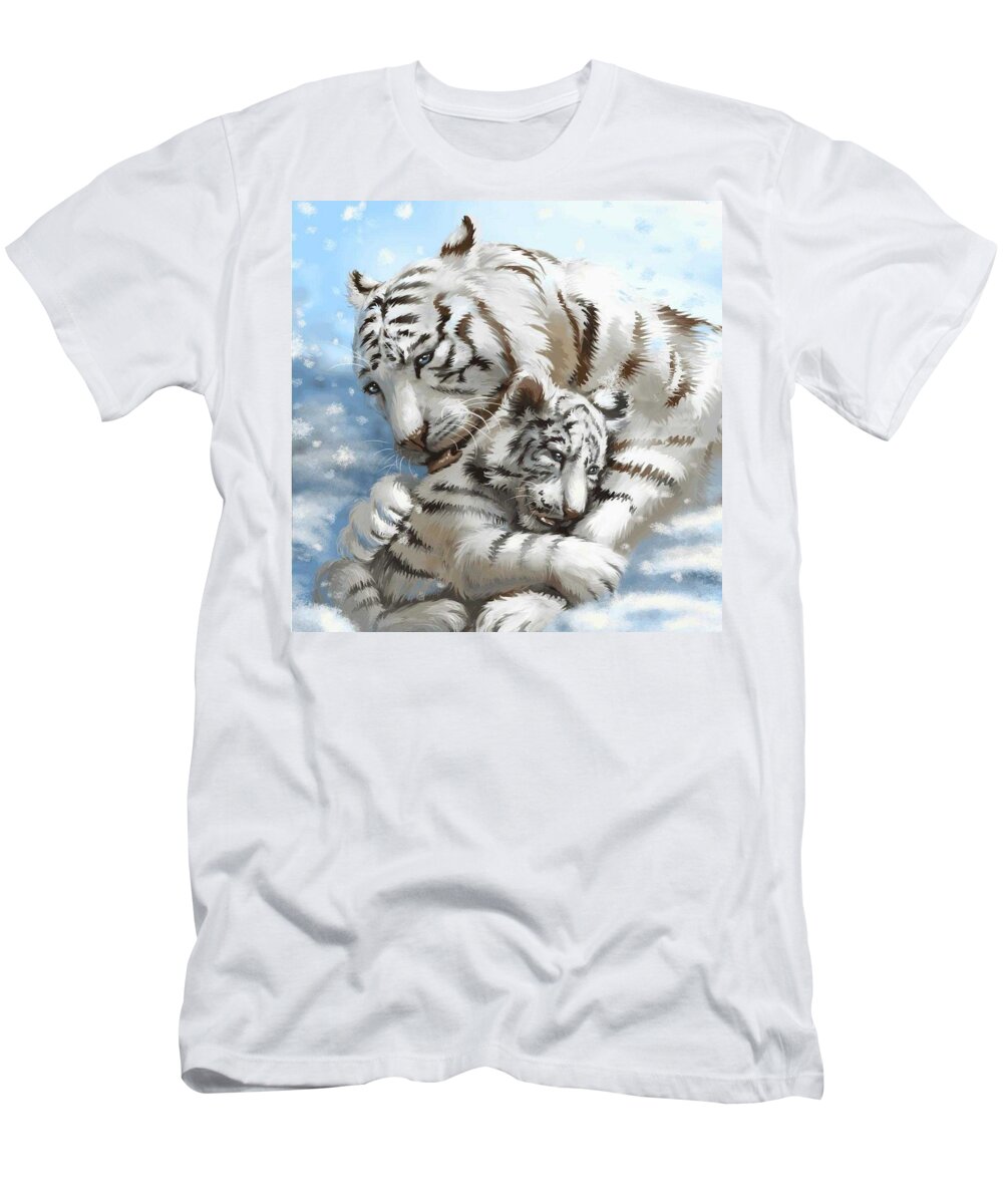 Tiger T-Shirt featuring the painting A Mother's Love by Teresa Trotter