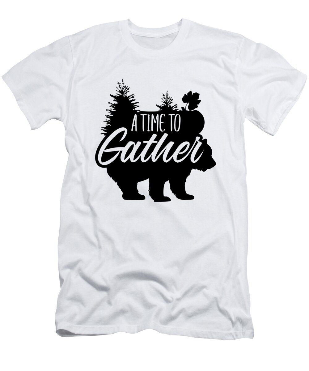 Autumn Season T-Shirt featuring the digital art A Time to Gather Thanksgiving Bear by Jacob Zelazny