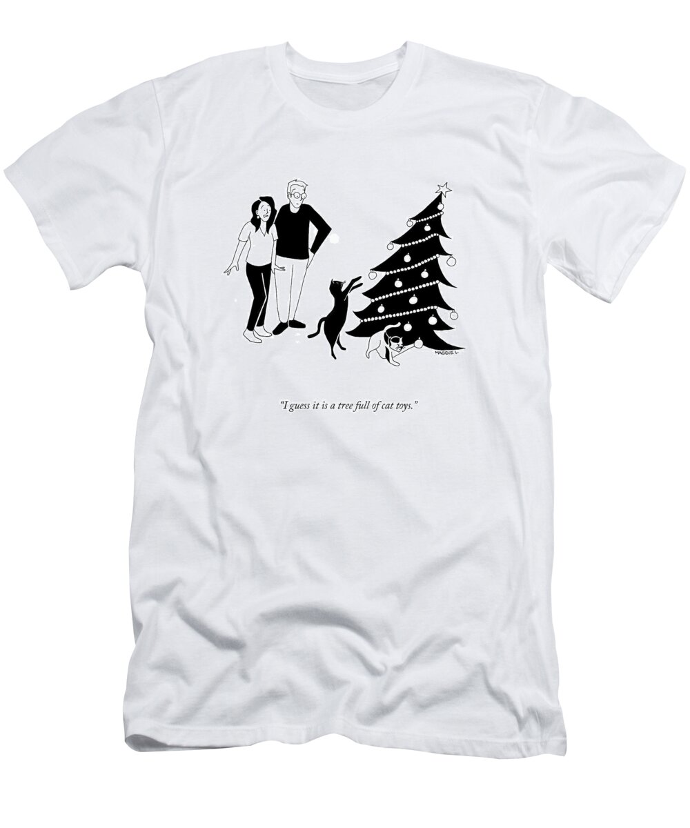 I Guess It Is A Tree Full Of Cat Toys. T-Shirt featuring the drawing A Tree Full Of Cat Toys by Maggie Larson