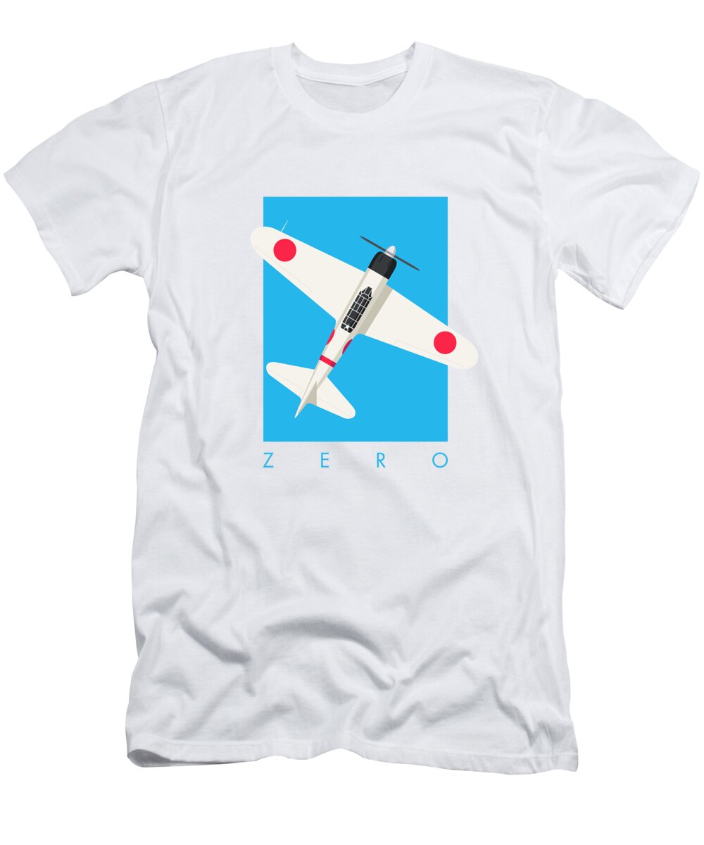 Aircraft T-Shirt featuring the digital art A6M Zero WWII Aircraft - Beige by Organic Synthesis