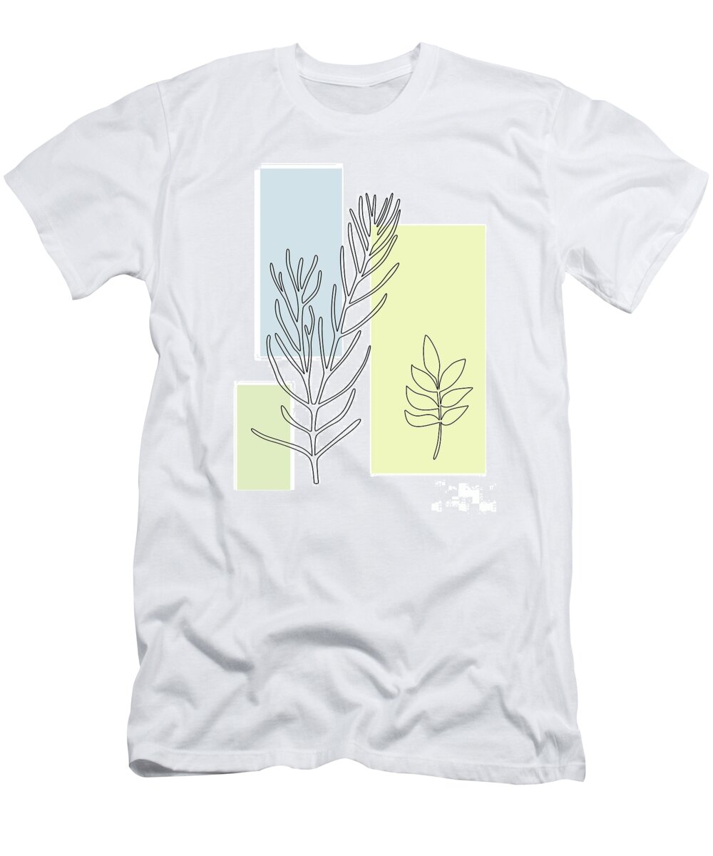 Botanical T-Shirt featuring the digital art Abstract Plants Pastel 3 by Donna Mibus