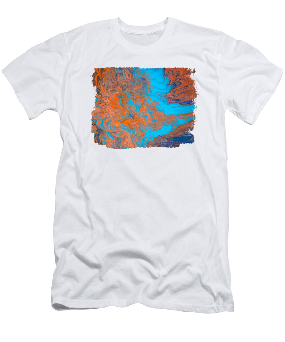Acrylic Pour T-Shirt featuring the painting Acrylic Pour Copper Mirage by Elisabeth Lucas