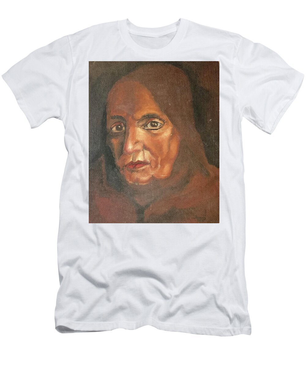 Portrait T-Shirt featuring the painting aElderly Lebanese Woman by David Euler