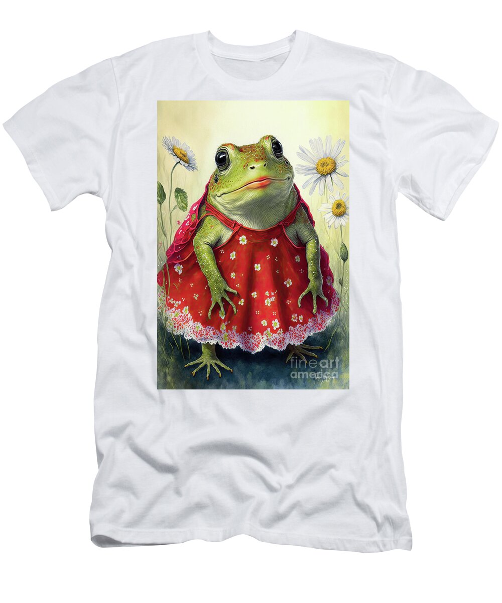 Frogs Bullfrog T-Shirt featuring the painting All Dolled Up For Valentine's by Tina LeCour