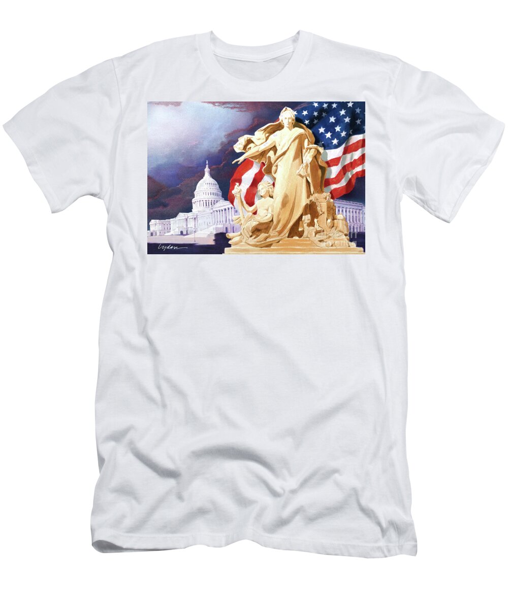 Tom Lydon T-Shirt featuring the painting America - Apotheosis of Democracy - Peace Protecting Genius by Tom Lydon