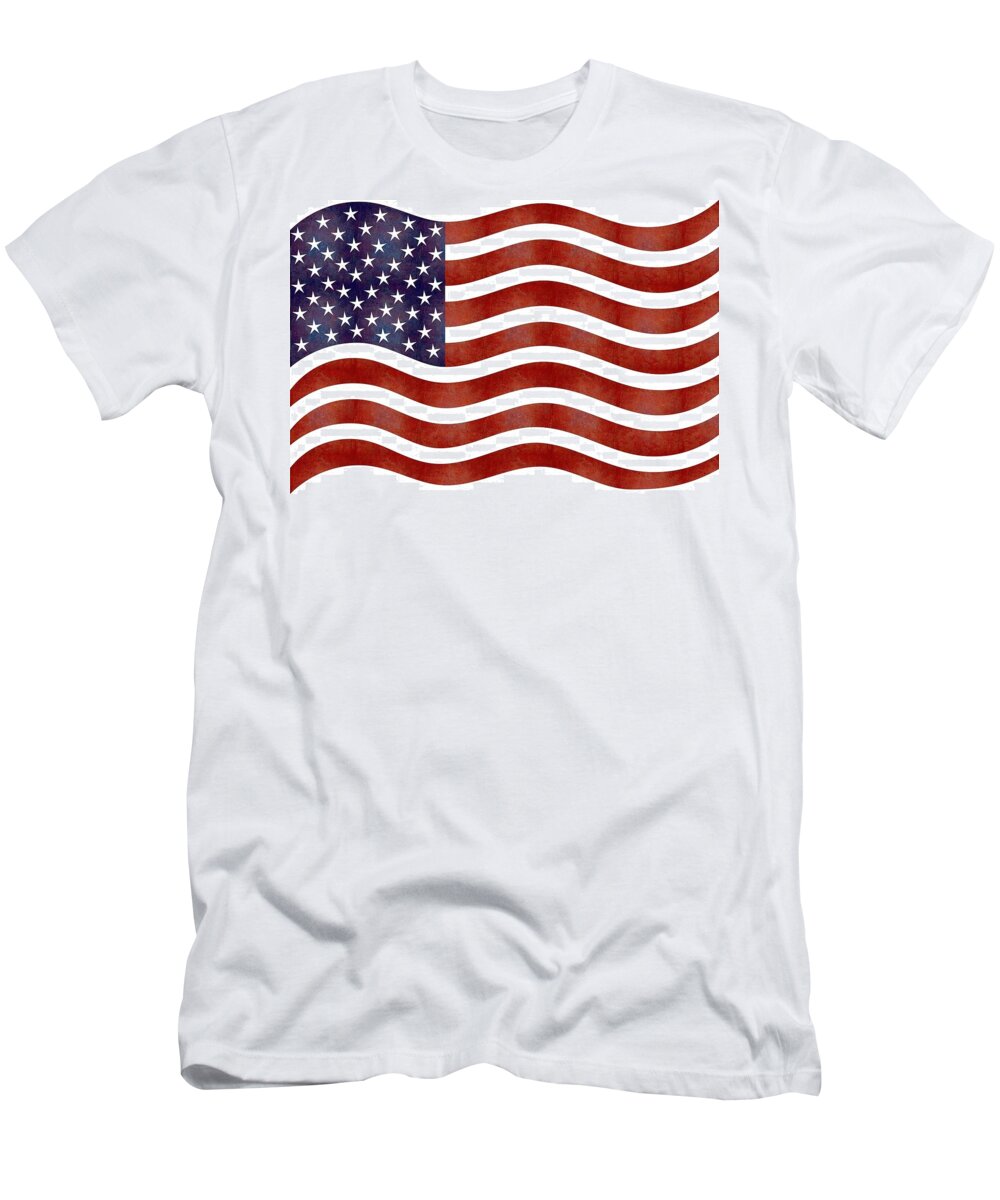 American T-Shirt featuring the mixed media American flag by Nancy Ayanna Wyatt