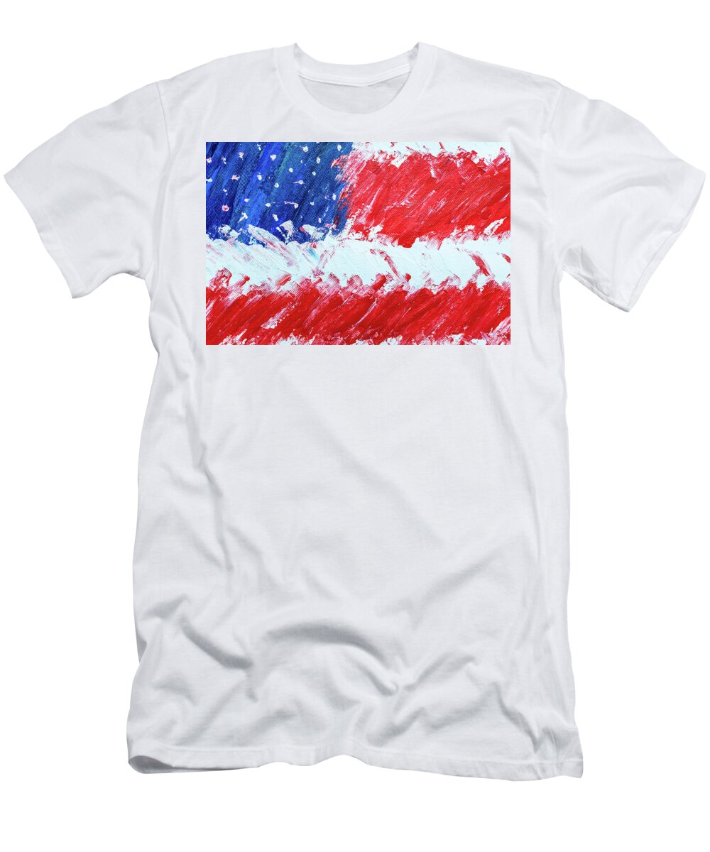 Paint T-Shirt featuring the photograph American Flag Painting by Amelia Pearn