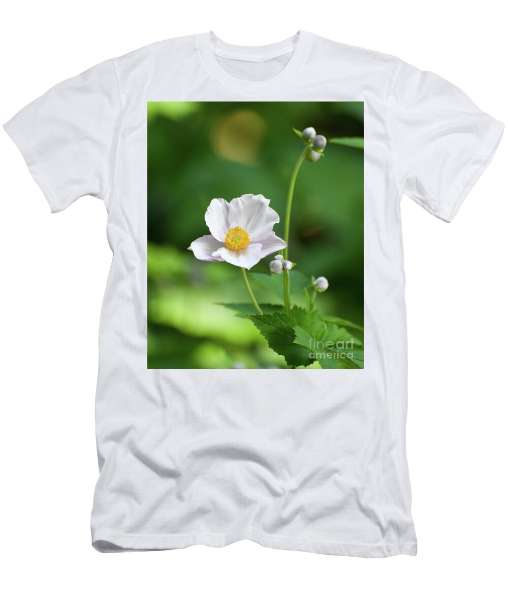 Flower T-Shirt featuring the photograph Anemone in White by Kerri Farley