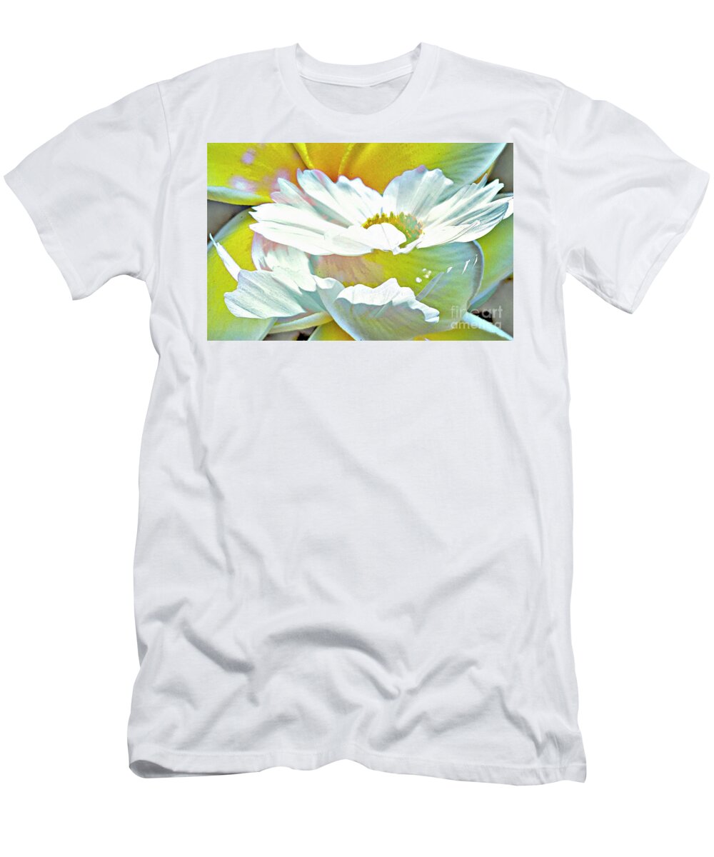 Double Exposure T-Shirt featuring the digital art Angel Flowers by Tracey Lee Cassin