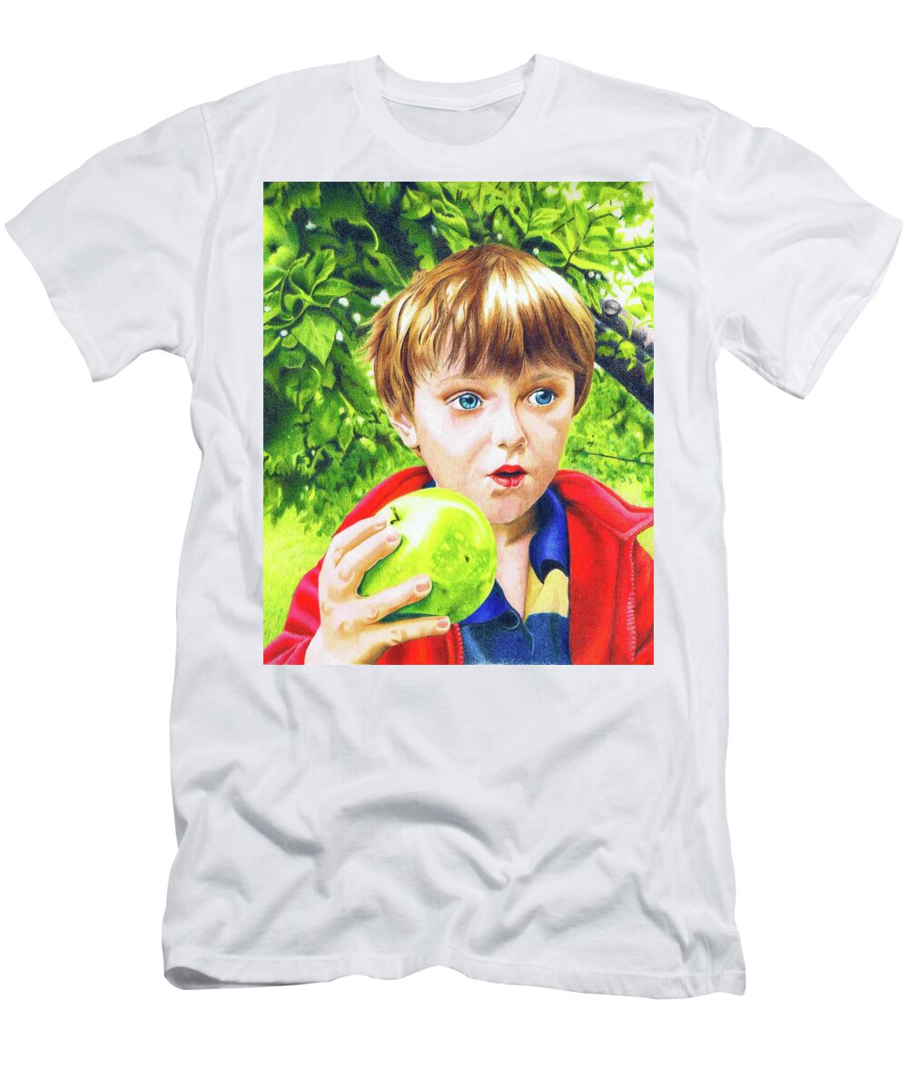 Apple T-Shirt featuring the drawing Angelo by Kelly Speros