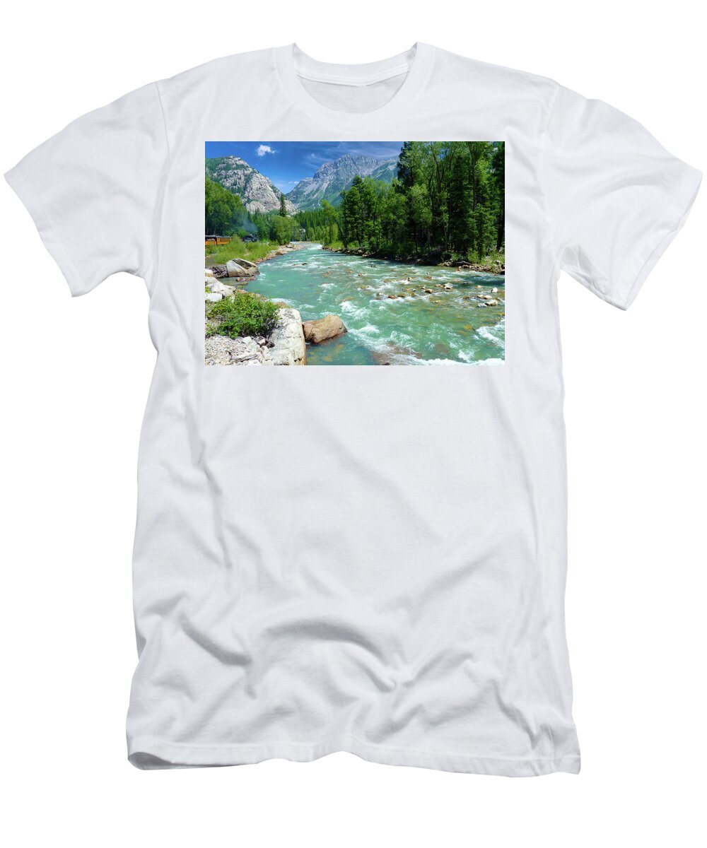 Landscape T-Shirt featuring the photograph Animas River Vista Durango Colorado by Deborah League
