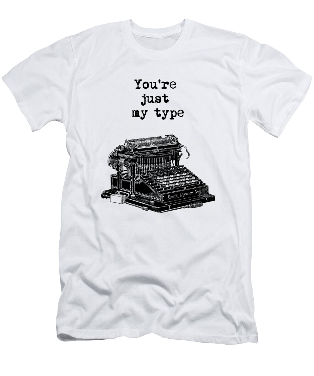 Typewriter T-Shirt featuring the digital art Antique Typewriter Love Quote by Madame Memento