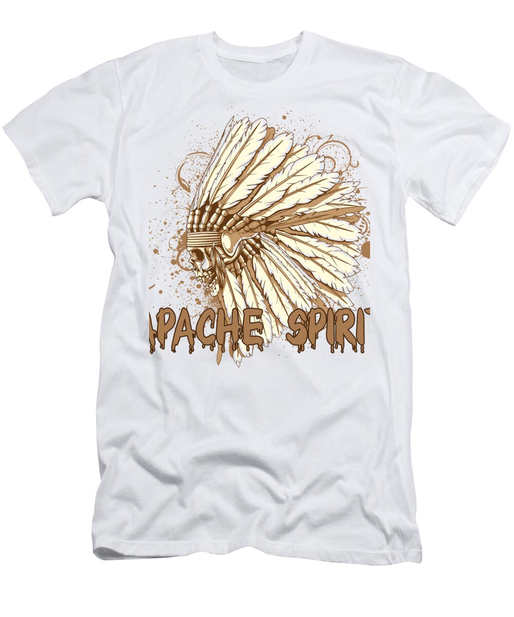 Skull T-Shirt featuring the digital art Apache Spirit by Jacob Zelazny