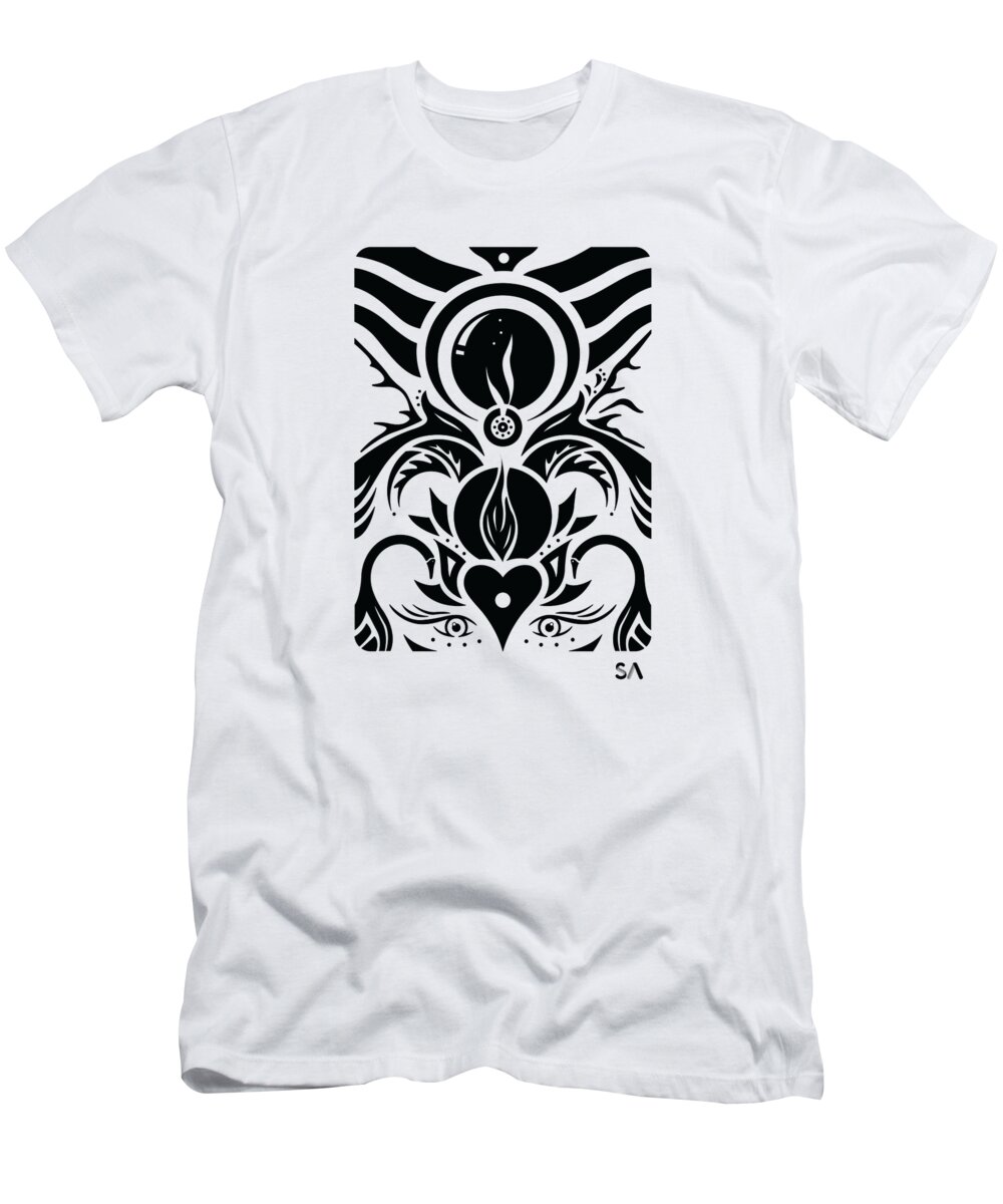Black And White T-Shirt featuring the digital art Aries by Silvio Ary Cavalcante