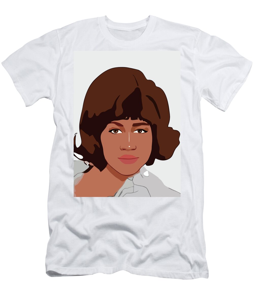 Aretha Franklin T-Shirt featuring the digital art Aretha Franklin Cartoon Portrait 1 by Ahmad Nusyirwan