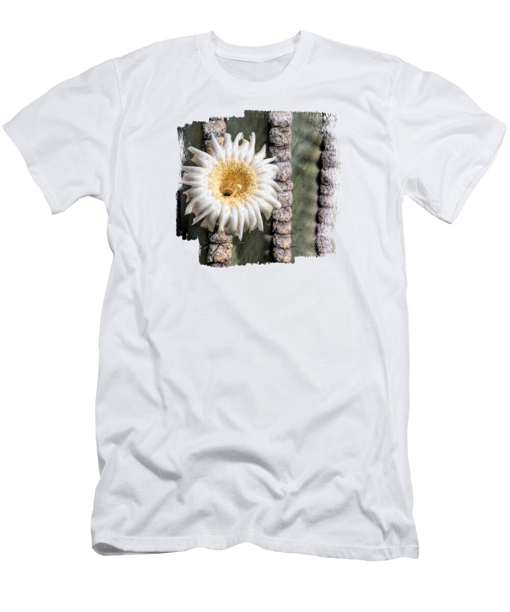 Saguaro Blossom T-Shirt featuring the photograph Arizona Saguaro Blossom Square by Elisabeth Lucas