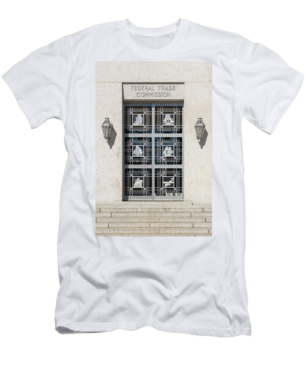 Art Deco T-Shirt featuring the photograph Art Deco Door of Federal Trade Commission by Liz Albro
