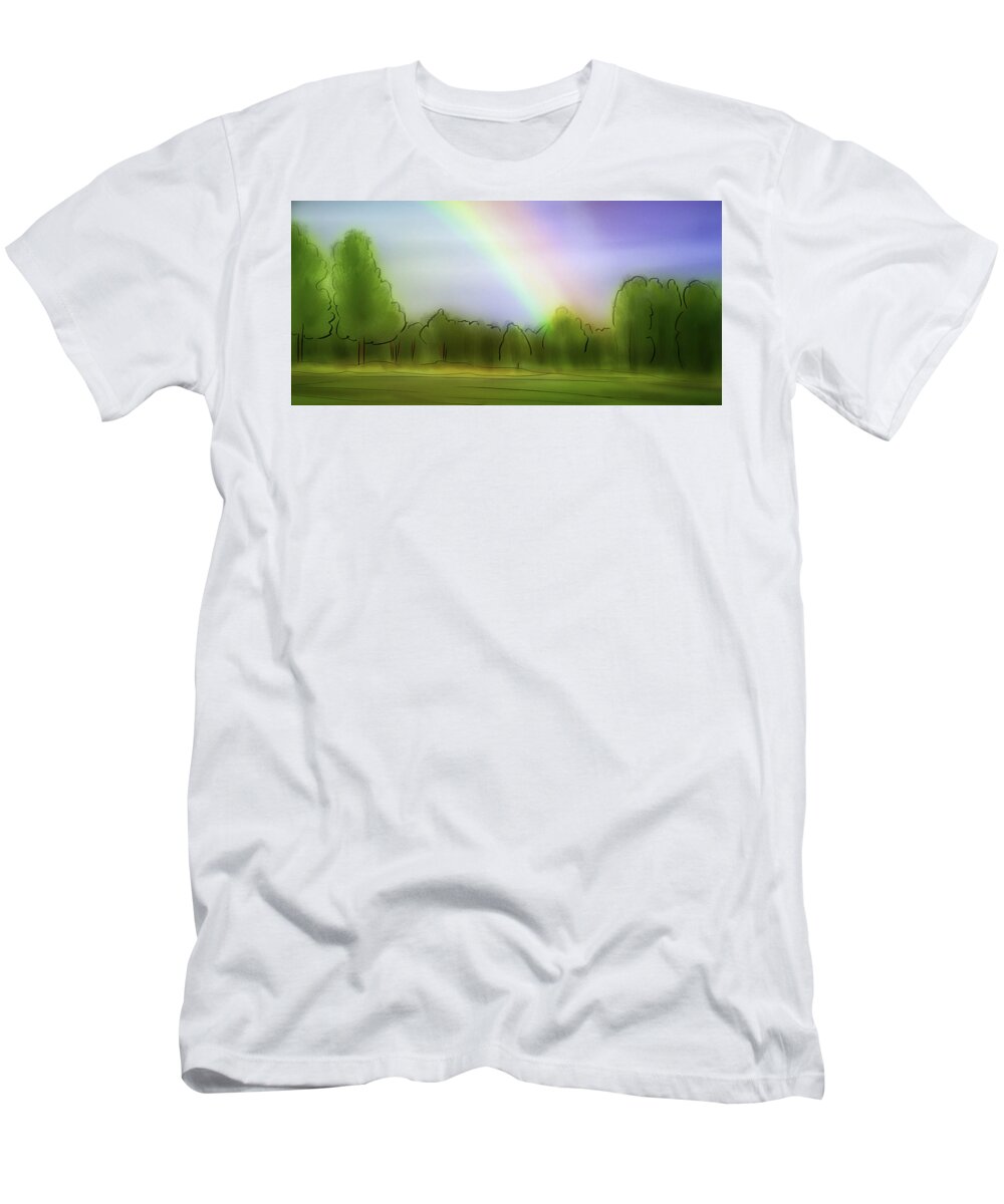 Rainbows T-Shirt featuring the digital art Art - The Rainbow by Matthias Zegveld