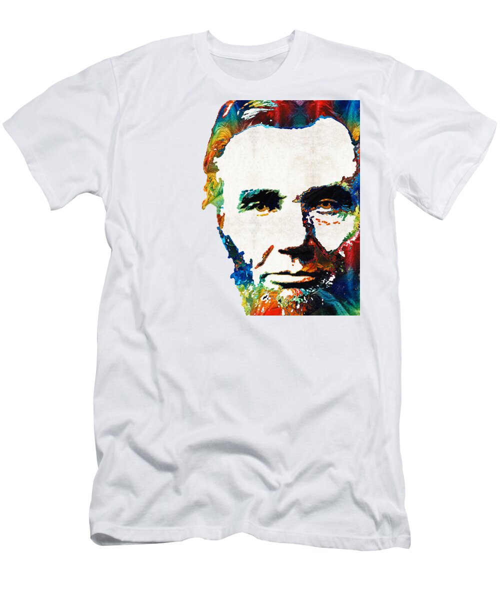 Abraham Lincoln T-Shirt featuring the painting Abraham Lincoln Art - Colorful Abe - By Sharon Cummings by Sharon Cummings