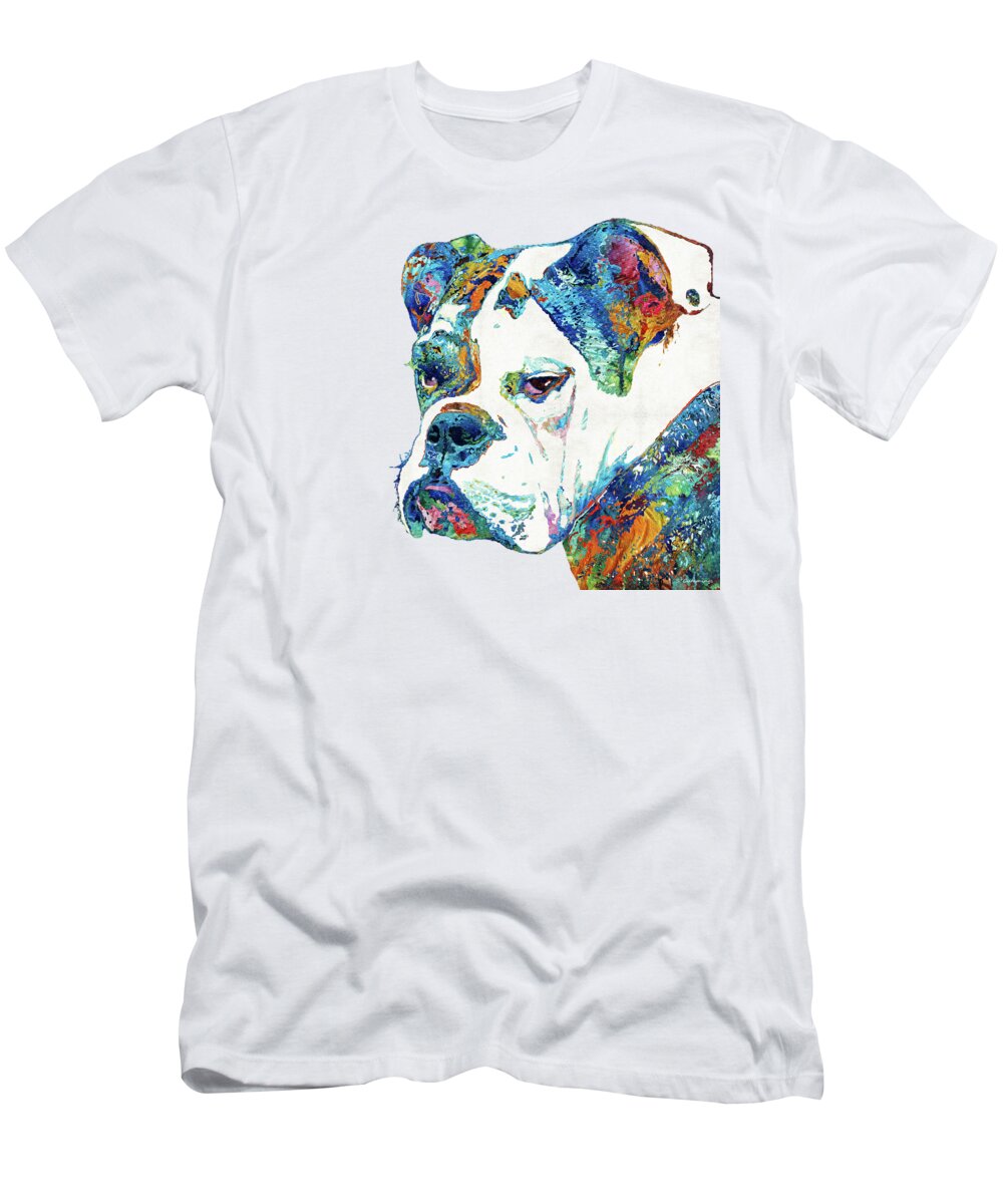 Bulldog T-Shirt featuring the painting Colorful English Bulldog Art By Sharon Cummings by Sharon Cummings