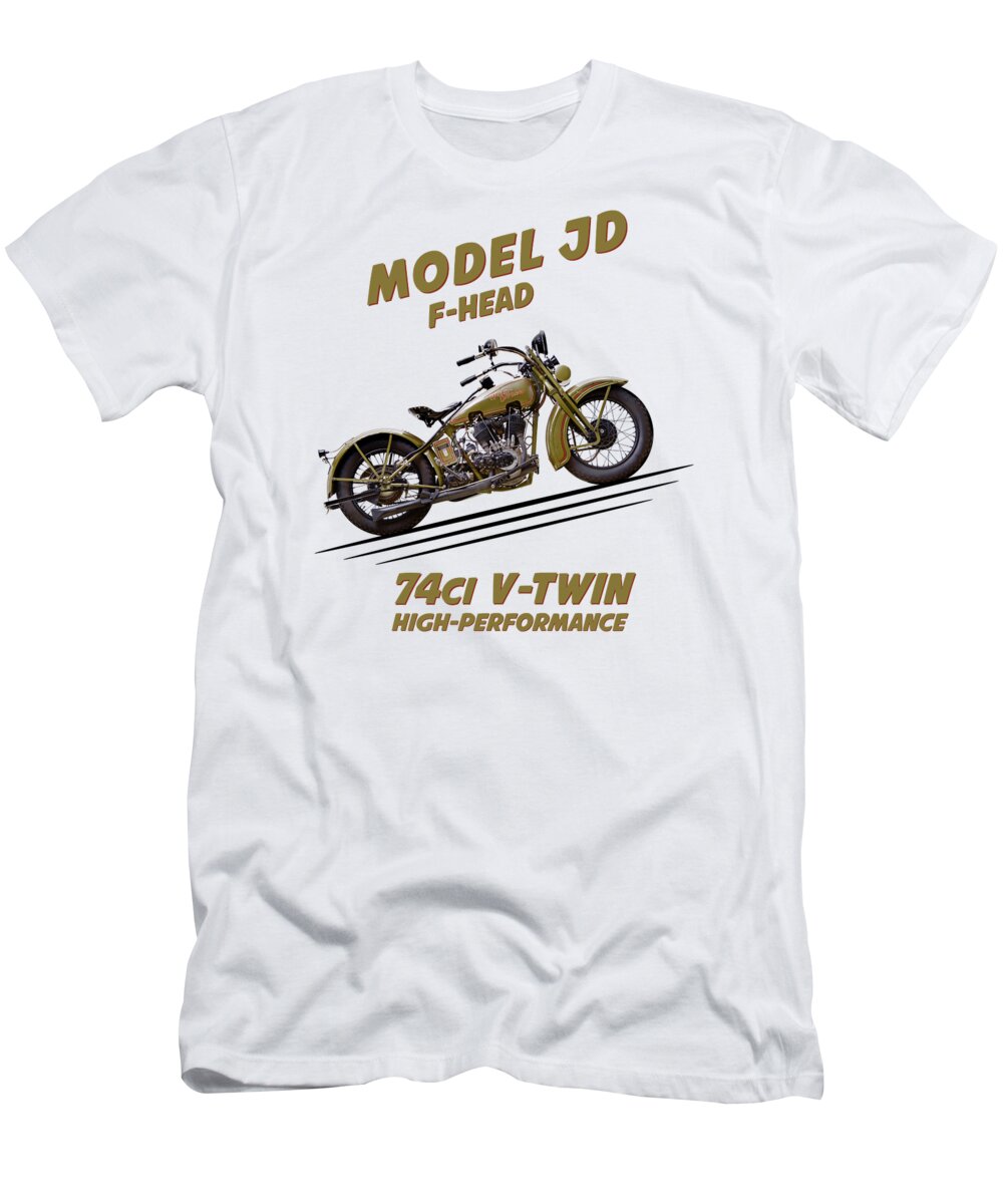 Harley Model Jd T-Shirt featuring the photograph 1928 Harley Model JD by Mark Rogan