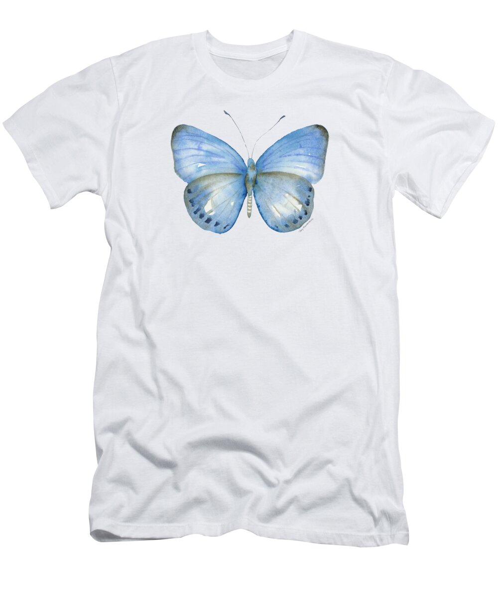 Blue And Brown Butterfly T-Shirt featuring the painting 110 Blue Jack Butterfly by Amy Kirkpatrick