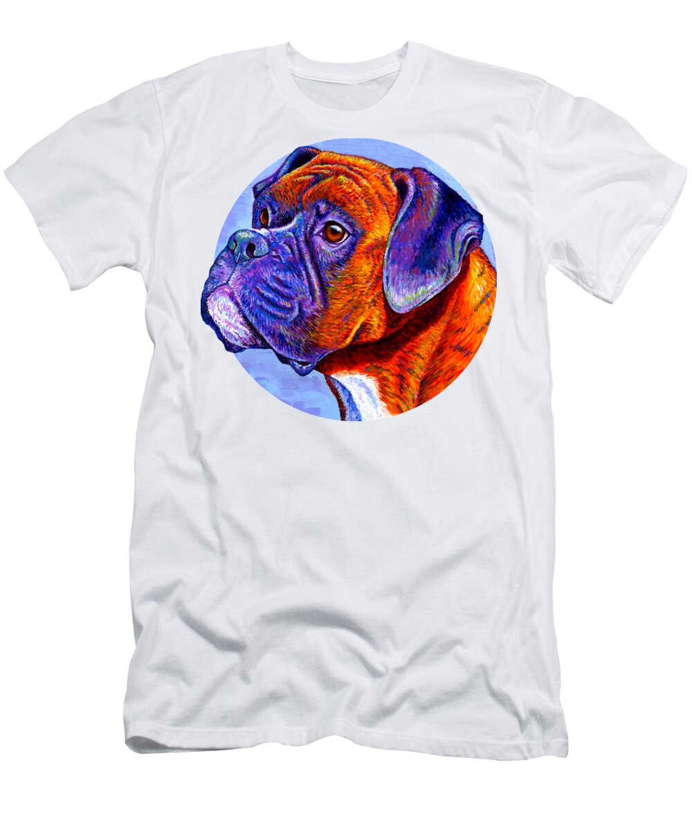 Boxer T-Shirt featuring the painting Devoted Guardian - Colorful Brindle Boxer Dog by Rebecca Wang
