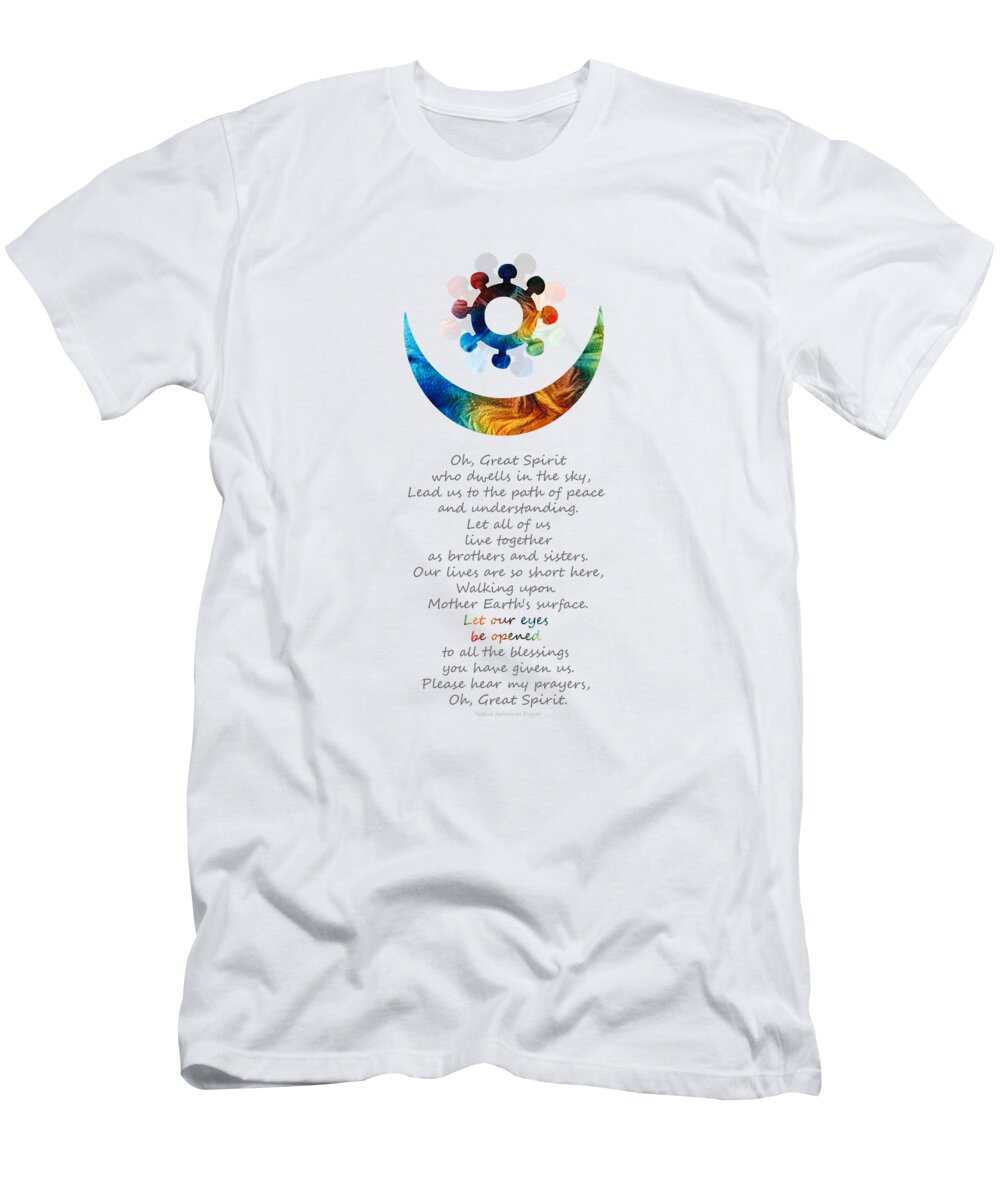 Native American Art T-Shirt featuring the painting Native American Harmony Symbol - Peace Prayer - Sharon Cummings by Sharon Cummings