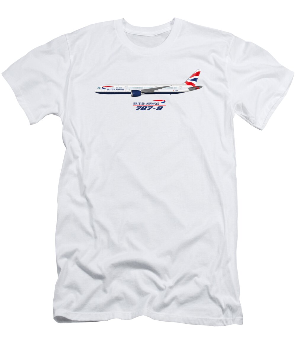 Dreamliner T-Shirt featuring the digital art Illustration of British Airways 787 - Blue Version by Steve H Clark Photography