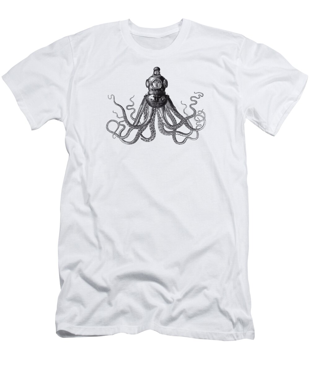 Octopus T-Shirt featuring the digital art Octopus in Diving Helmet by Eclectic at Heart