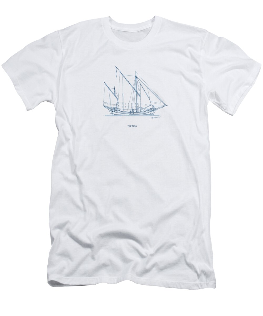 Historic Vessels T-Shirt featuring the drawing Tartana - traditional Greek sailing ship by Panagiotis Mastrantonis