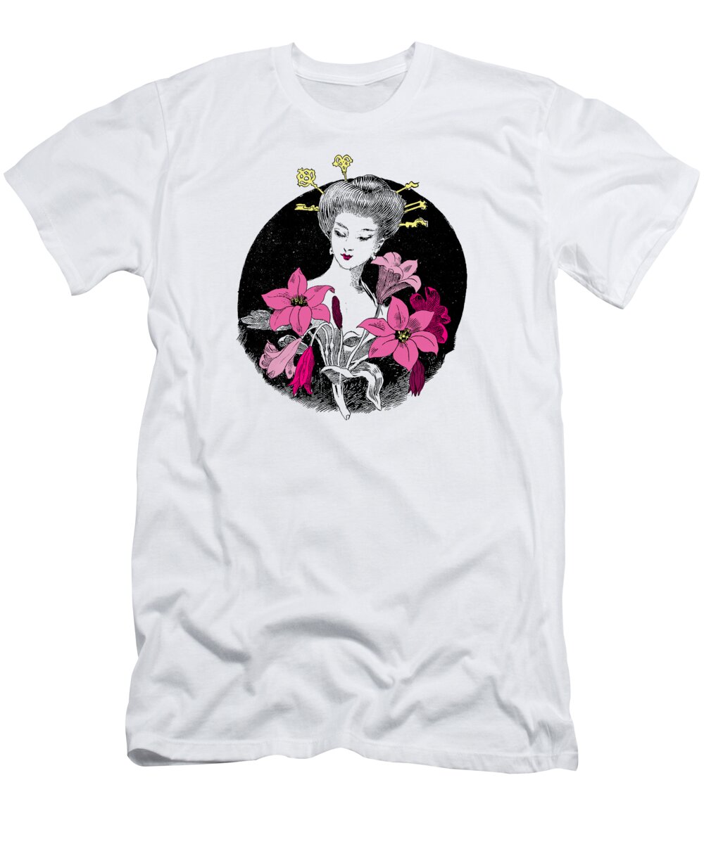 Japan T-Shirt featuring the digital art Floral Lady by Madame Memento