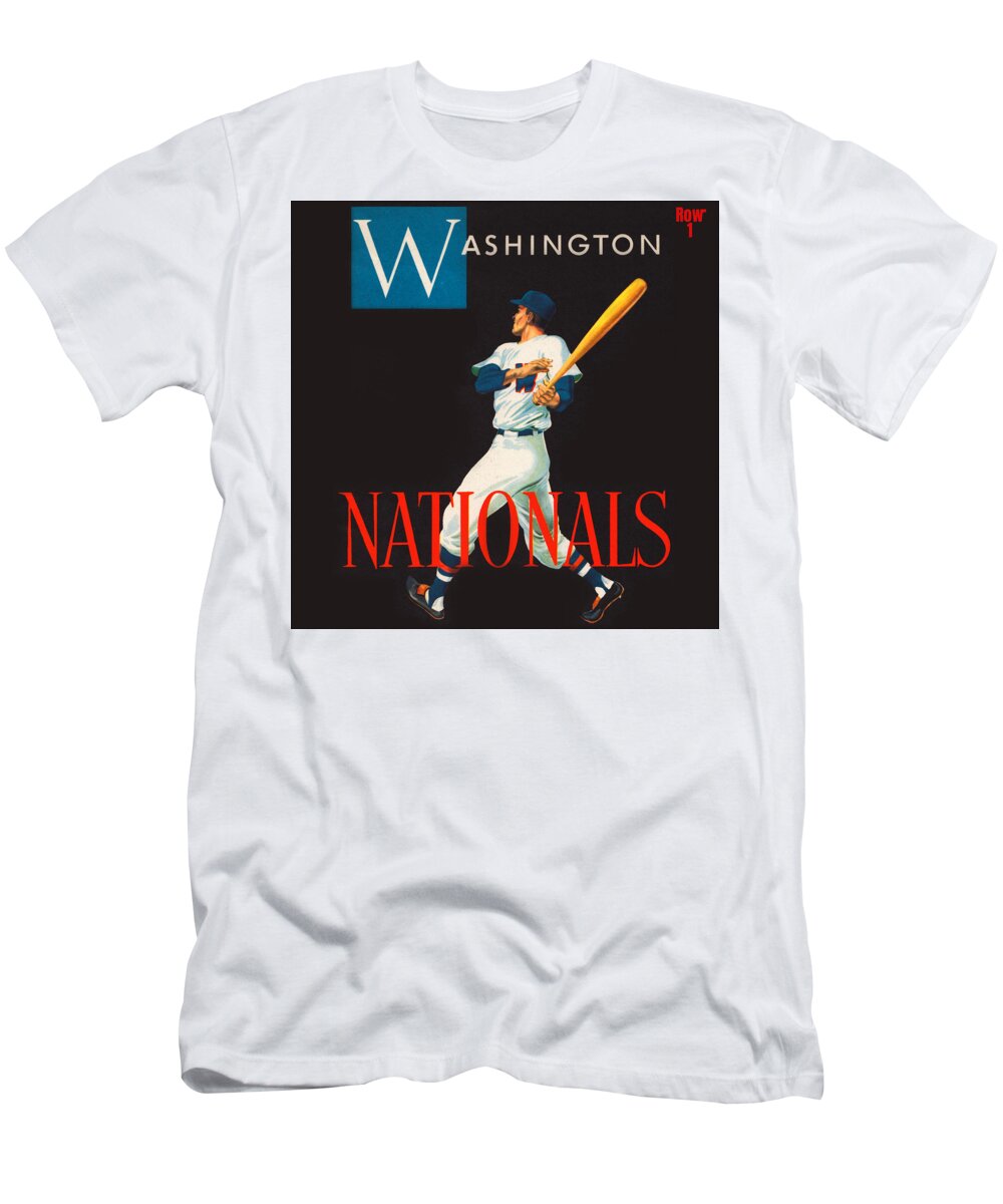 Washington T-Shirt featuring the mixed media 1952 Washington Nationals Baseball Art by Row One Brand